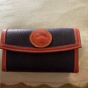 Dooney & Bourke Black and Brown Leather Clutch